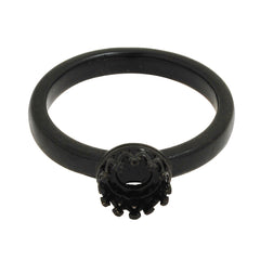 6mm Crown Cup Ring Blank Bases,Black Ring Bezel for Cabochon,Rings Setting,Zinc Alloy,sold 5pcs/lot