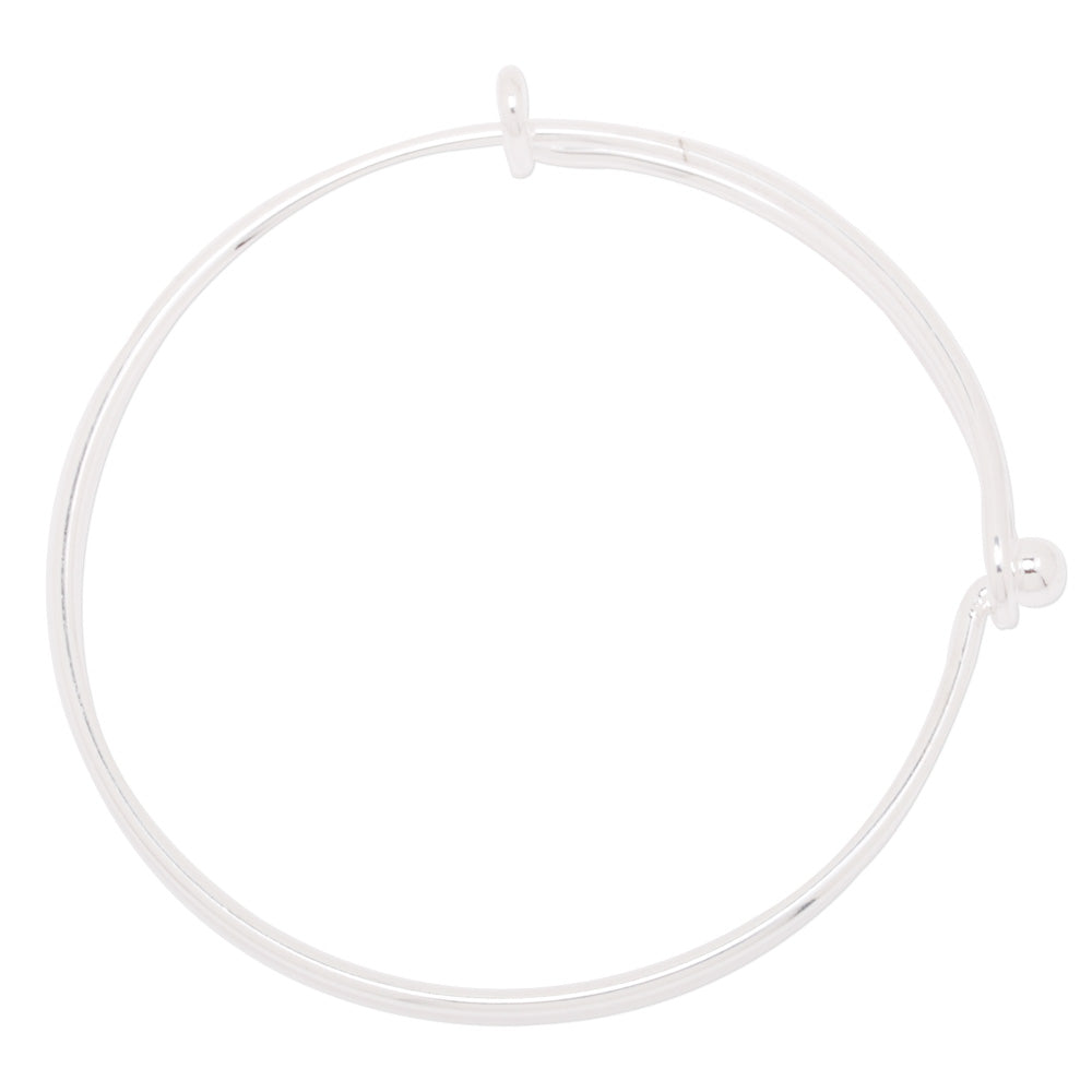 60mm  Silver Plated Diameter Adjustable Charm Bracelet Bangle,Expandable Bracelet Wire,Thickness 2mm Copper Ring,5pcs/lot