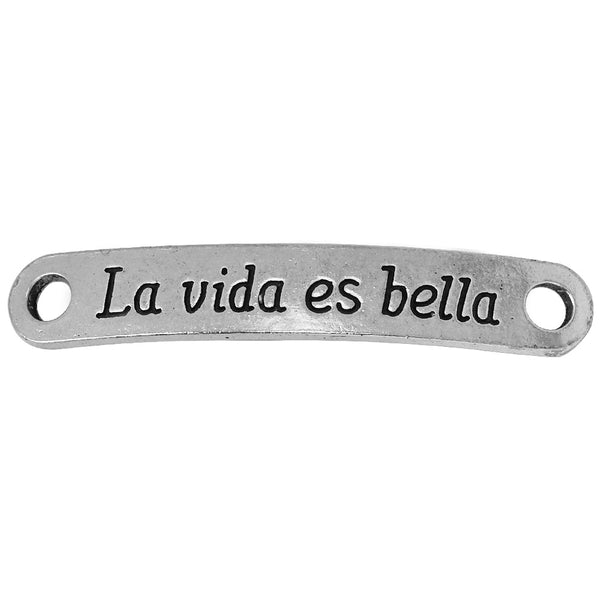 20 Curved Sideways spanish connector bracelet connector bracelet tag,te quiero abvela bracelet connector link 44x7mm