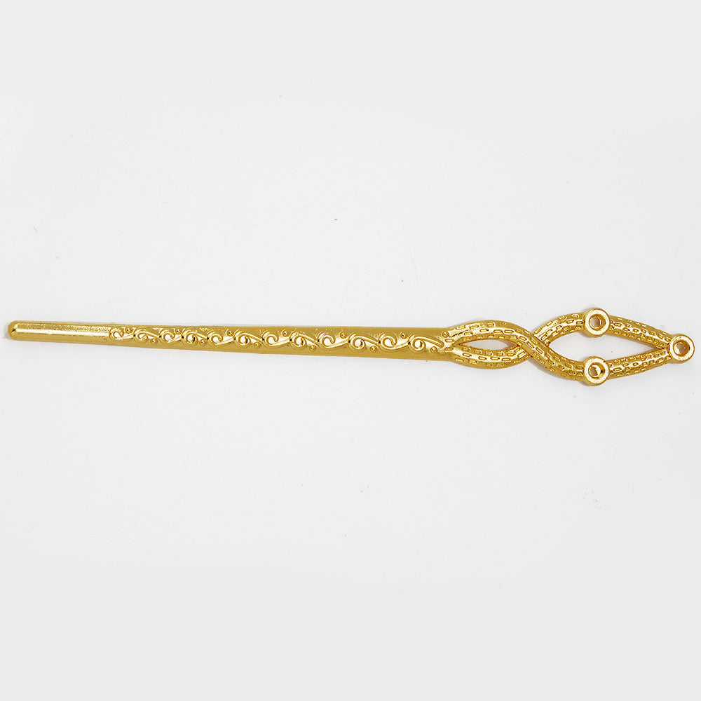 10PC gold metal hair stick pins filigree stamping hole diy hair pin jewelry accessory 130x32mm