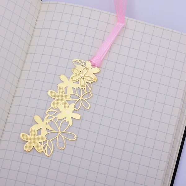 About 60*25mm Personalized Brass Bookmark Gift for Romance Readers Long cherry blossoms shape Bookmarks 4pcs