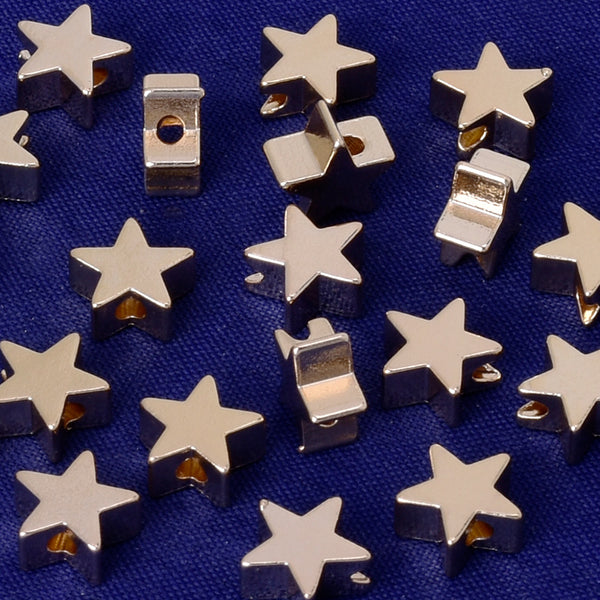 About 3*7.5MM tibetara® Brass Star Spacer Beads Metal Spacers Ready to Stamp Jewelry Making Supplies plated kc gold 20pcs