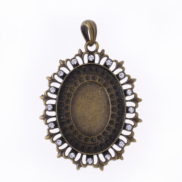 60*47mm Pendant Blank Base Setting Necklace Blank Row Rhinestone fit 40*30mm cabochons Jewelry supplies thickness 3mm antique bronze 10pcs 10022308