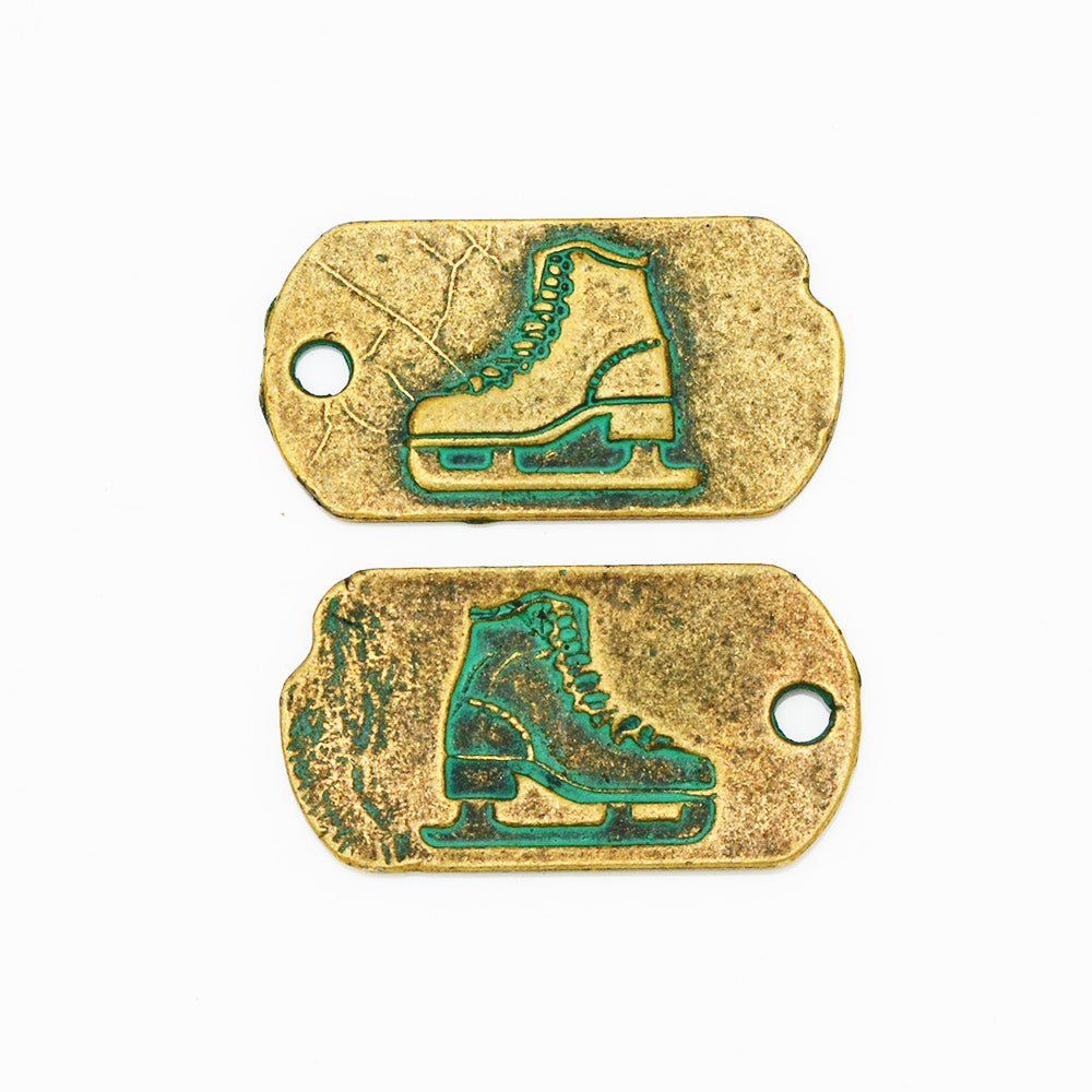 Verdigris Patina Pendant,Jewelry Pendant Charms,Pendant Fingdings,Cameo Roller Skates,Thickness 2mm,sold 20pcs/lot