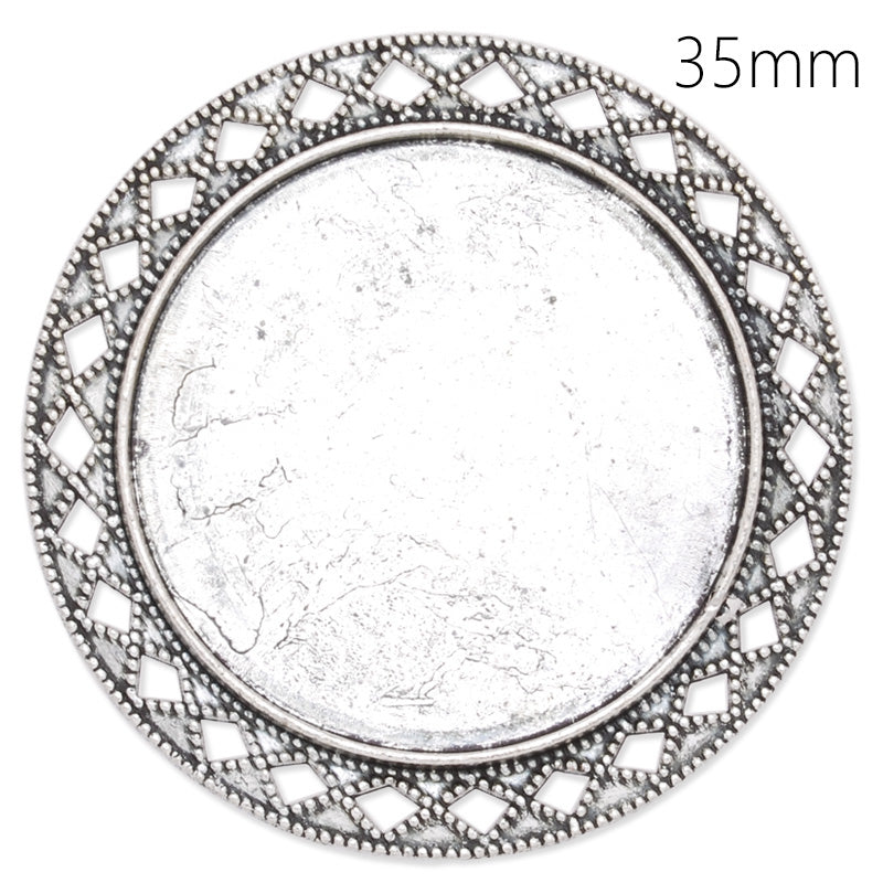 35mm anqitue silver plated brooch blank,brooch bezel,zinc alloy,lead and nickle free,sold by 10pcs/lot