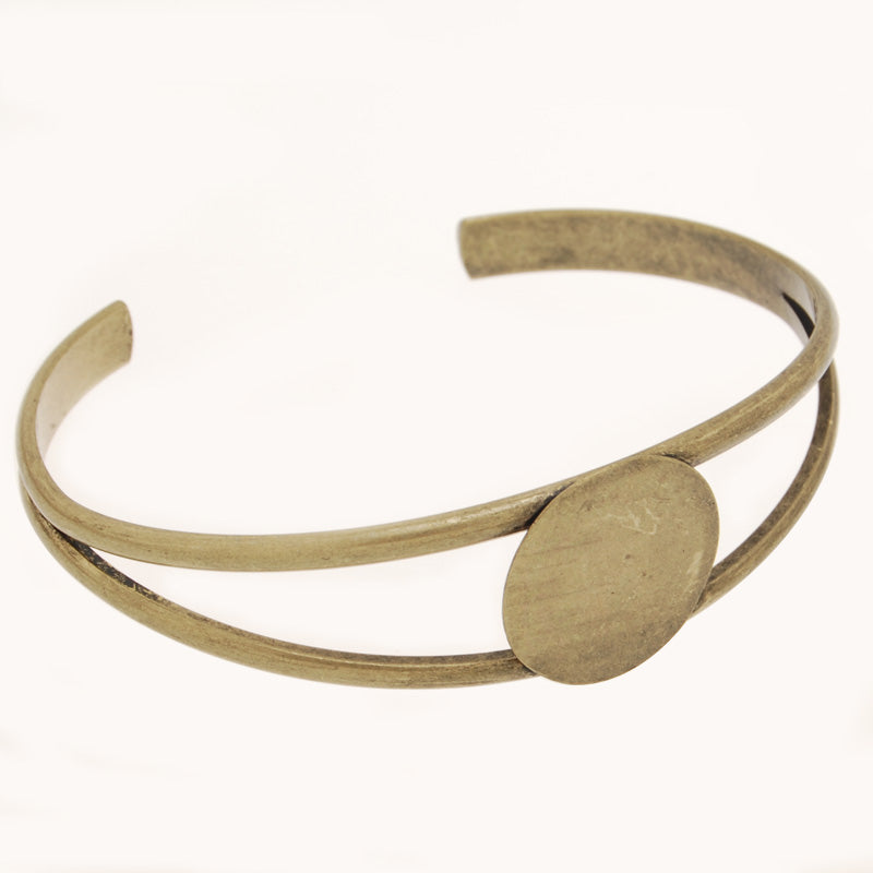 Bracelet Setting With 20MM Flat Round Pad,Cuff,Adjustable,Antique Bronze Plated,Lead Free And Nickel Free,Sold 10PCS Per Lot