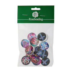 25MM Round pattern glass cabochons with mixed luckly symbol,flat back,thickness 6.5mm,20 pieces/lot