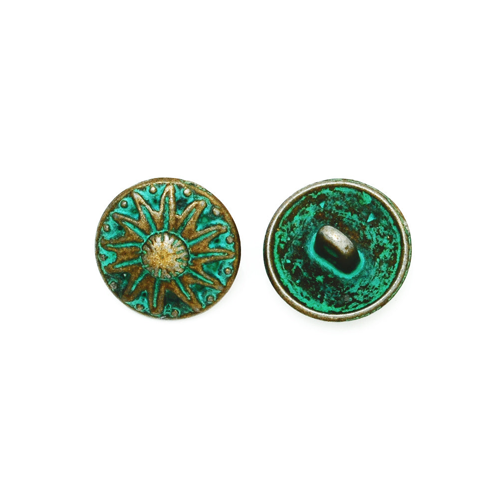 15mm Retro Round Verdigris Patina Button,Jewelry Findings,Patina Charms,Metal Buttons Thickness 9mm,20pcs/lot