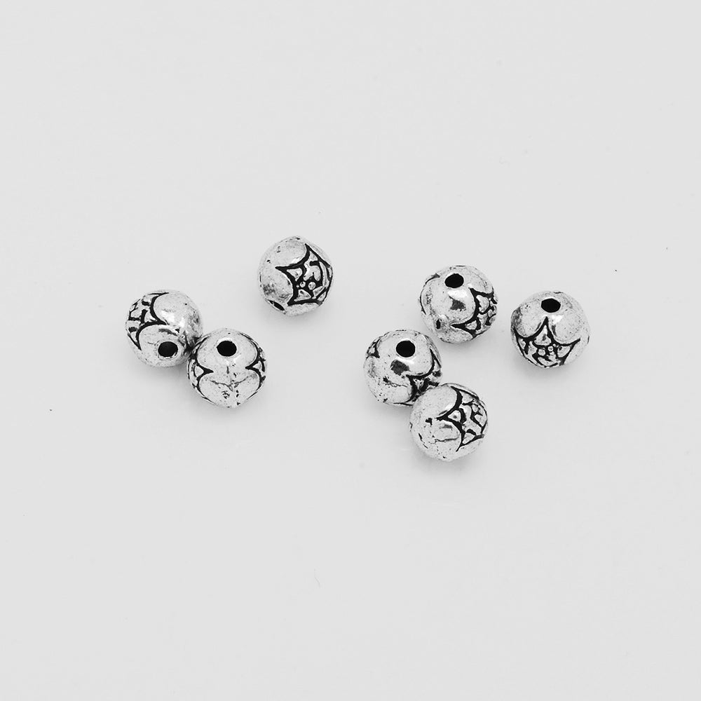 6 mm Tibetan Jewelry Beads,Silver Tone Spacer Beads,Diy Large Hole Spacer beads,Metal beads,Sold 100pcs/lot