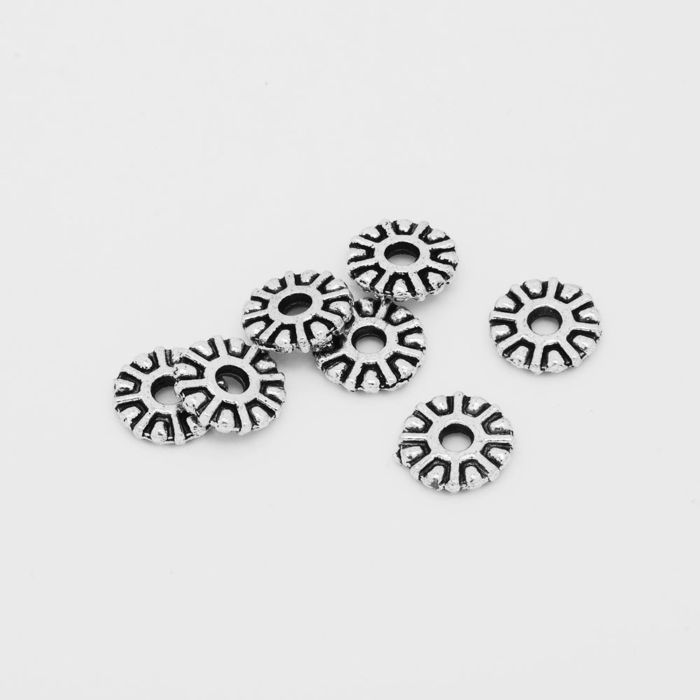 Large Hole Spacer beads,Tibetan Beads,Silver Tone Spacer Beads,Diy Jewelry spacer Beads,Thickness 1.5mm,Sold100pcs/lot