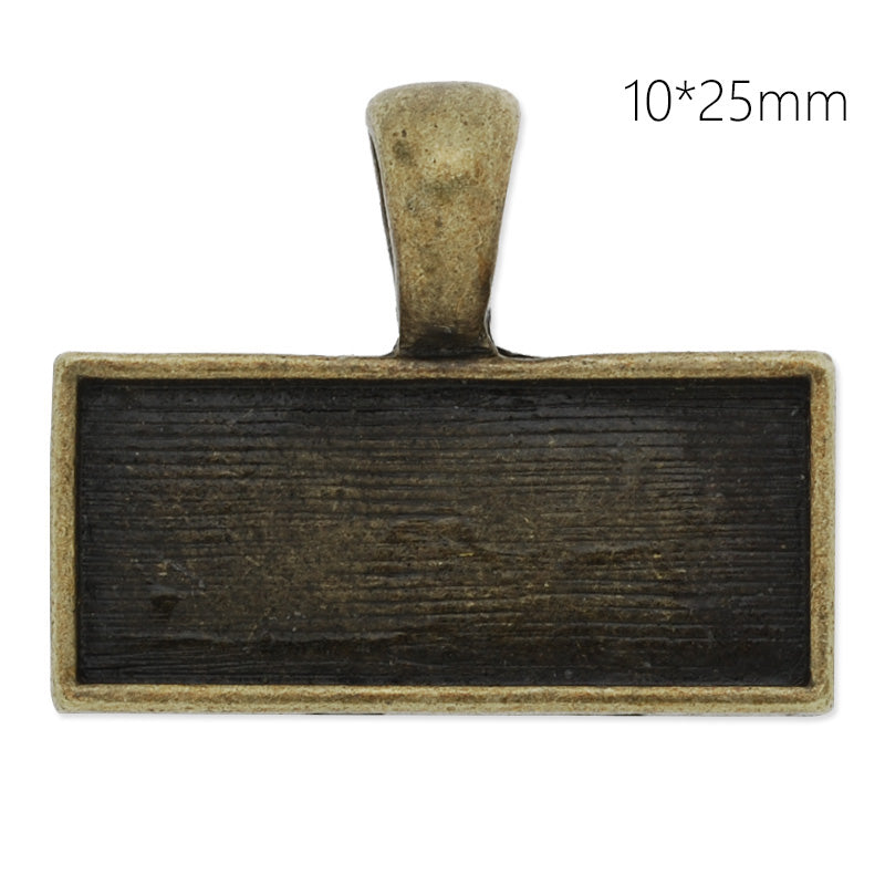 10x25mm antique bronze plated lateral rectangle cabochon base setting pendant,pendant bezel, 20 pieces/lot