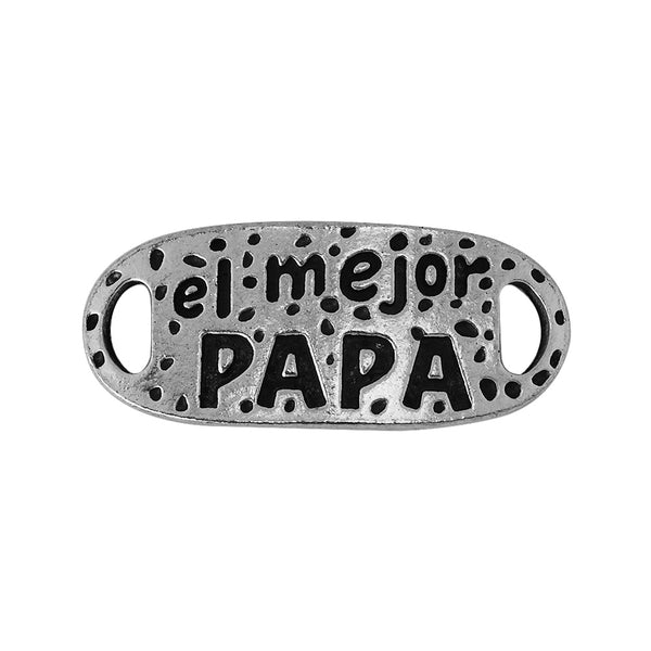 20 bracelet connector "el mejor PAPA "spanish connectors tibetan silver curved sideways bracelet connector link 13x30mm