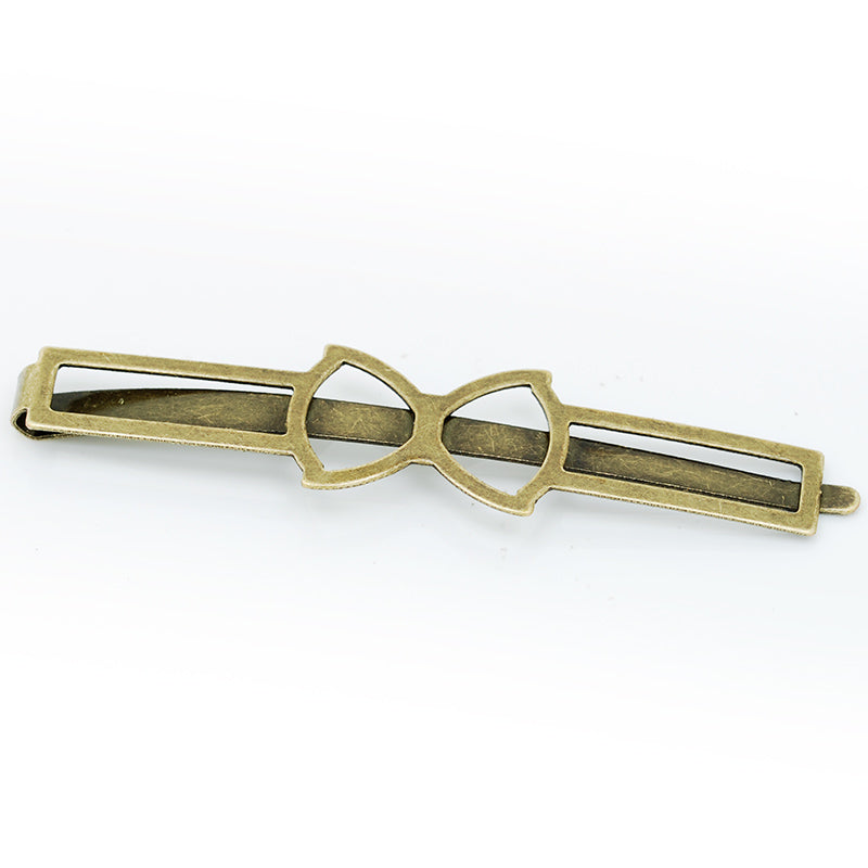 66*9mm Geometric bow-knot word folder, hair clips base,Bobby Pin Base,Antique Bronze,Metal,20pcs/lot