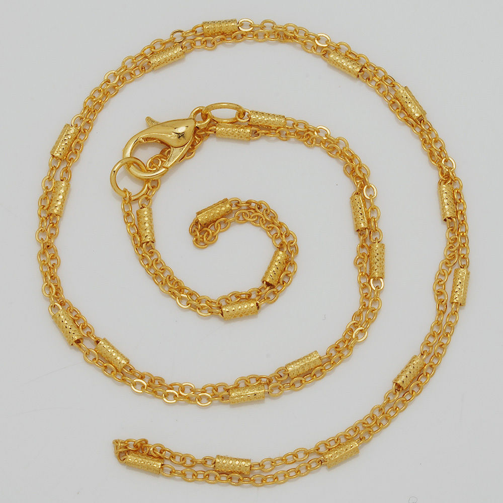 1.5mm brass tube Finished chain, Necklace Chain with Lobster Claw Clasp,Length 24" Jewelry Findings Wholesale Bulk 18K gold 10PCS