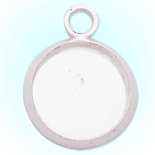 Silver Plated Pendant trays,lead and nickle free,fit 12mm round glass cabocon, sold 50pcs per pkg