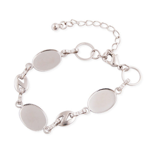 2013-2014 new design Imitation Rhodium plated bracelet with 3pcs 10*14mm pad;fit 10*14mm glass cabochon;sold 10pcs per pkg