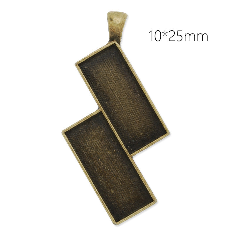10x25mm antique bronze plated rectangle cabochon base setting pendant,2 blanks,pendant bezel, 10 pieces/lot