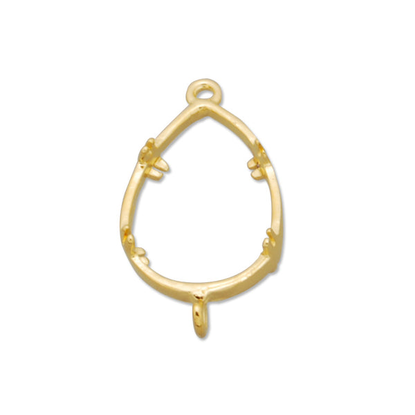 10*14MM Drop Brass Gemstone Bezel with hook,Gold,charms links,sold 20pcs per lot