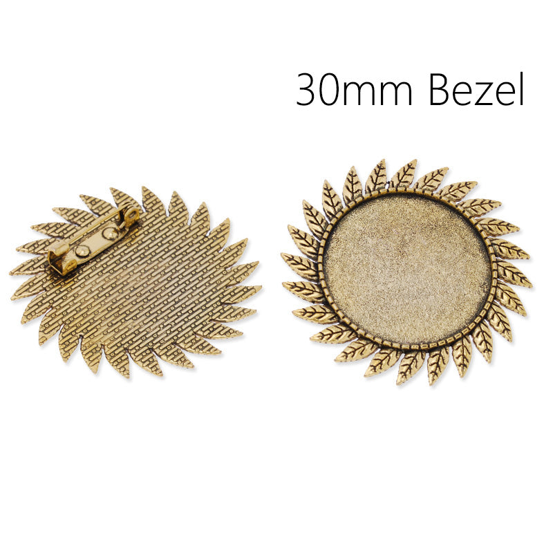 30mm edge Round Pin back Brooch Blanks,Zinc Alloy Filled,Antique Gold plated,10pcs/lot