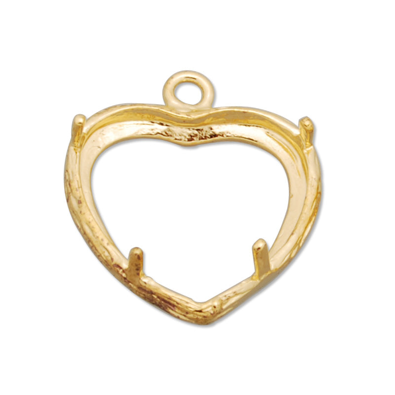 13*13MM Heart Brass Gemstone Bezel,Gold,charms links,sold 20pcs per lot
