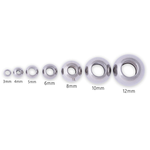 Wholesale 5mm Stainless Steel Round Smooth Seamed Beads Spacer Beads  Large Hole Metal Beads Diy Jewelry Findings 50pcs