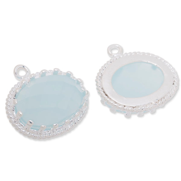 15.5x16.5mm framed glass,metal framed glass,Faceted glass,pacific opal,connectors,gemstone bezel,Sold 5pcs/lot