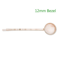 55*12MM Rose Gold Plated Brass Bobby Pin With bezel,fit 12mm glass cabochon,sold 50pcs per package