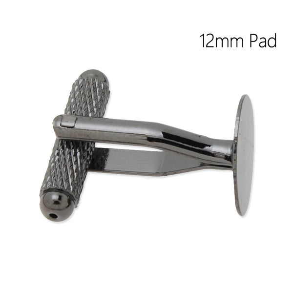 Cufflink Blanks with a 12mm Pad,Brass filled,Gun Metal Black plated,20 Pieces/lot