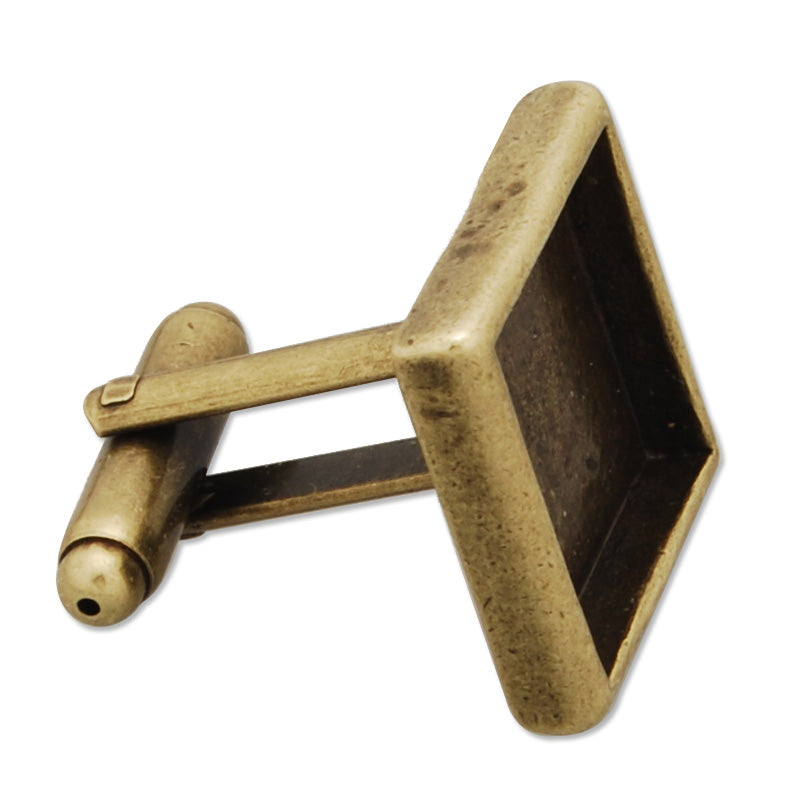 14*14MM Square Antique Bronze Plated Flat Cufflink Blanks with a 14mm bezel,sold 10pcs per lot