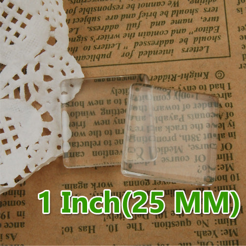 100 25MM square Flat Back clear Crystal glass Cabochon,Top quality,glass tiles,about 5mm thick
