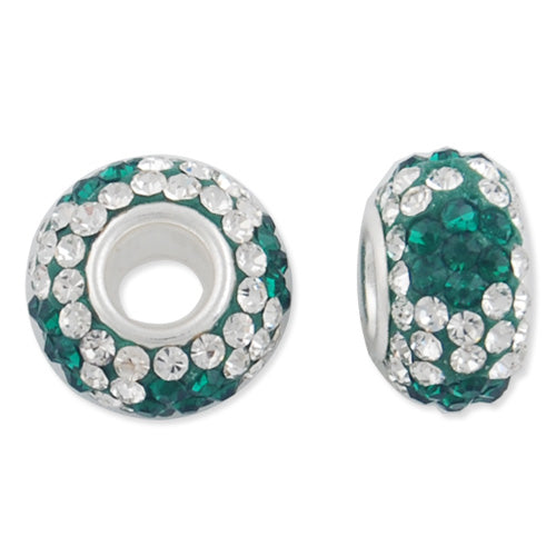 12*7 MM High Quality Round Emerald-Crystal Pave Crystal Beads,Skyeye,Brass Hole,Hole Size 4.3MM,Sold 5 PCS Per Package