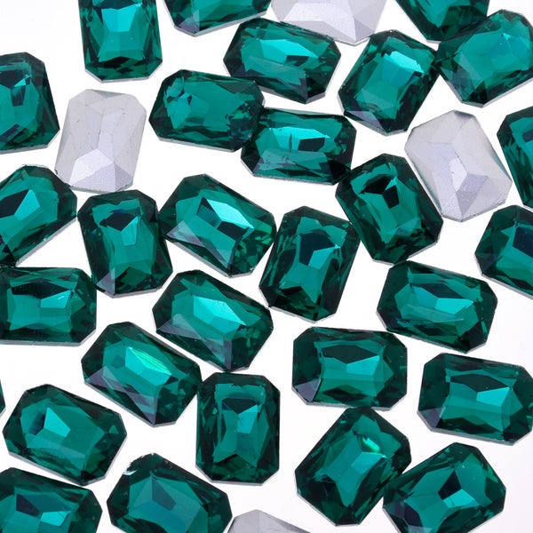 10x14mm Rectangle Pointed Back Rhinestones glass crystals beads wedding diy jewelry green 50pcs 10183353
