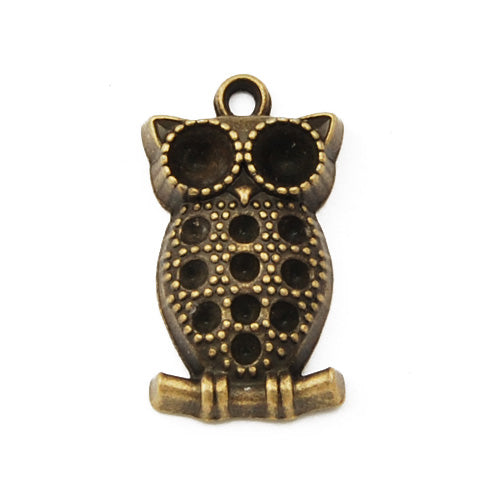 21*14mm Vintage antique bronze Zinc alloy Charms,Owl,sold 100 pcs per pkg