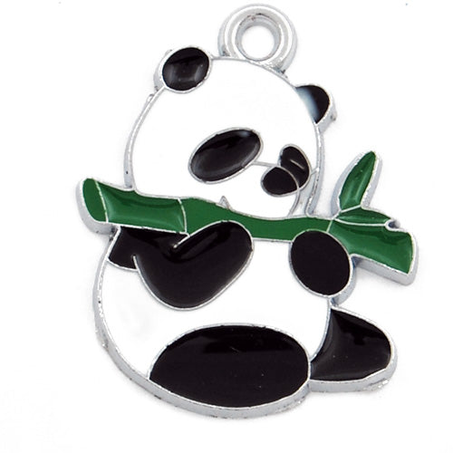 Panda Enamel Charms,white and black,height 30mm,width 25mm,thick 2mm,Sold 20 PCS Per Package
