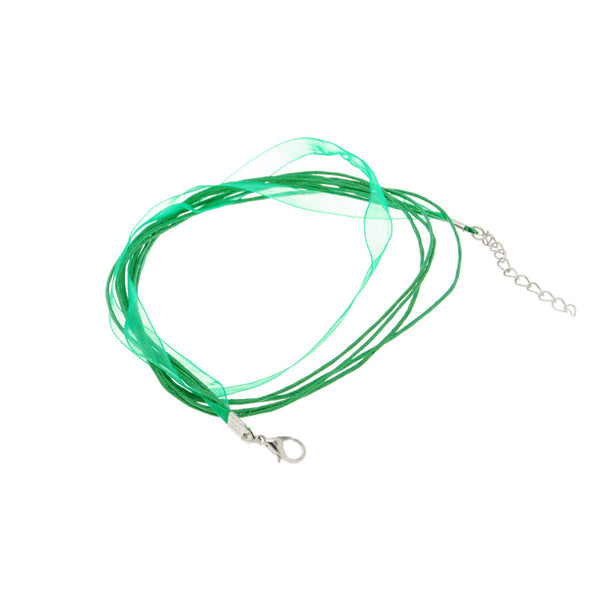Organza Ribbon Cord Necklace Emerald Green and Match 18" with 1.5" Extender, bottlecap, scrabble tile jewelry