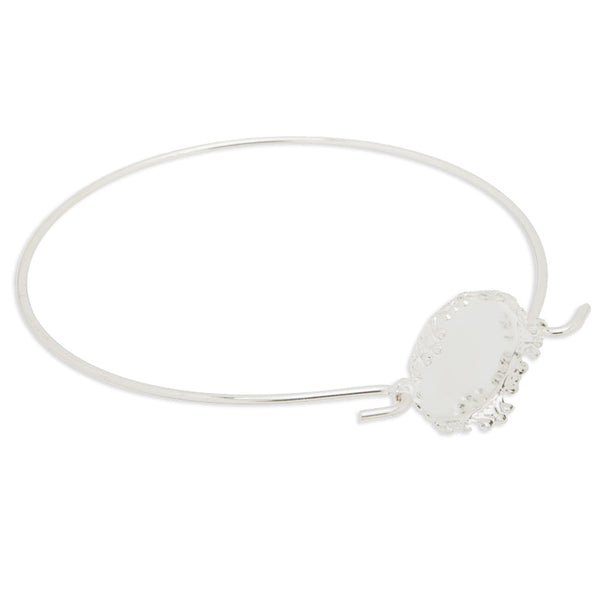 simple bracelet with 16mm round edge bezel,10pcs/lot,brass filled ,silver finished