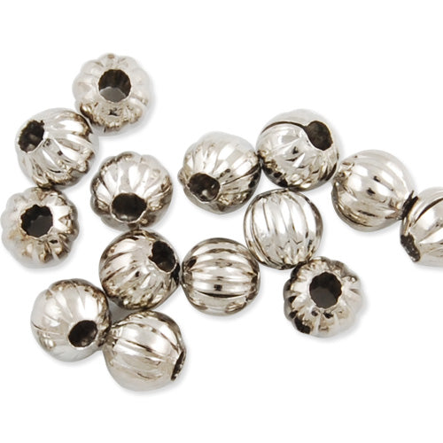 4MM Diameter Round  Imitation Rhodium plated Pumpkin beads;Sold about 5000PCS per package