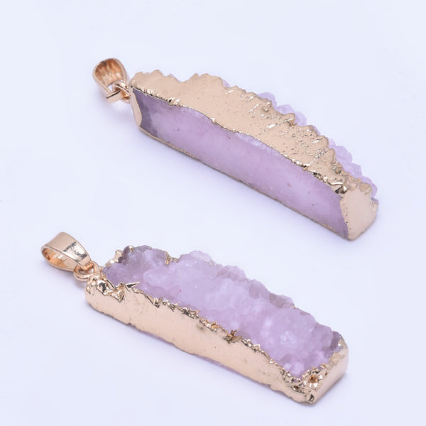 1  Red 40*9mm  Agate Rectangle Drusy Pendant Gold Plated Jewelry Making Handmake  DIY Natural stone Healing Fashion Jewelry Charm