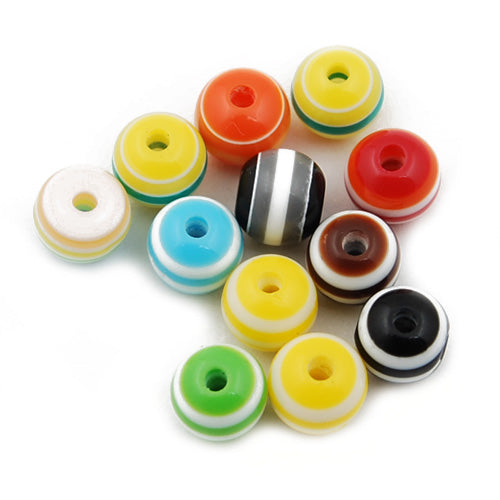 8 MM Bright and Colorful stripe Round resin Beads,Hole Size 2.6mm,Sold 1000 PCS Per Package