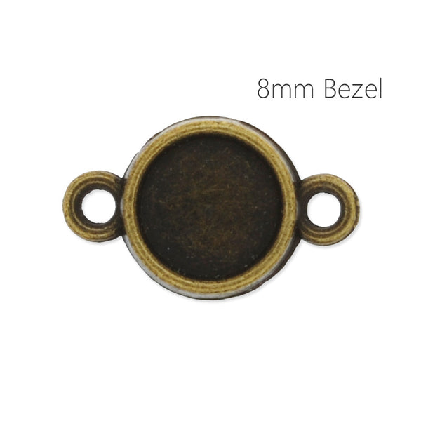 8mm Round Antique Bronze Plated double side bezels for bracelet,bracelet blanks,cuff bracelet blank, 50pieces/lot