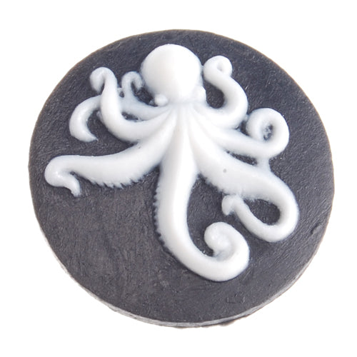 25MM Round Resin Flatback Cabochons,Octopus,Black and Ivory White;sold 50pcs per pkg