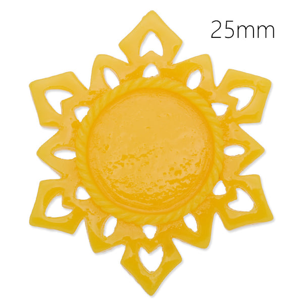 25mm Round frozen pendant blank,Yellow ,Resin filled,20Pieces/lot