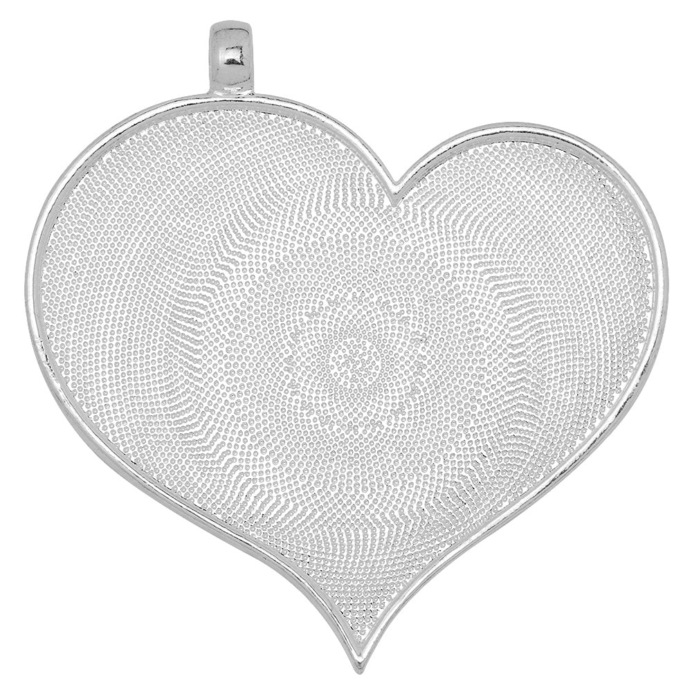 64*57mm Oblique Pendant Trays,Silver Plated Heart Pendant Base Blanks,Jewelry Supplies,10pcs/lot
