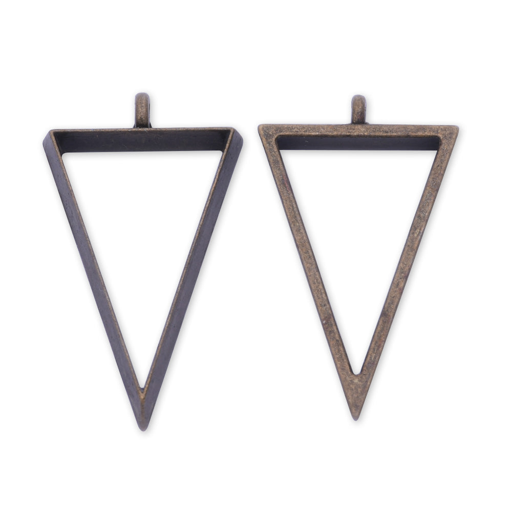 10 Antique bronze Metal Triangle frame  35*22*4mm bezel open back pendant  Zinc alloy accessories pendant trays Resin Setting Blanks