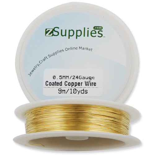 0.5MM Thick Gold Coated Soft Copper Wire,about 9M/10yds per Roll,24Gauge,Sold 10 Rolls Per Lot
