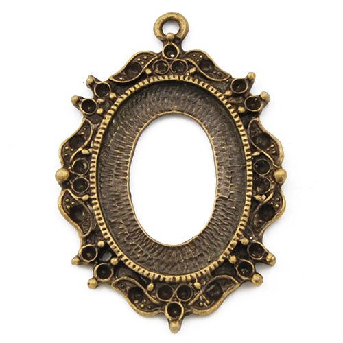 25*18mm Vintage antique bronze Zinc alloy Cameo Setting Pendants,Oval,sold 60 pcs per pkg