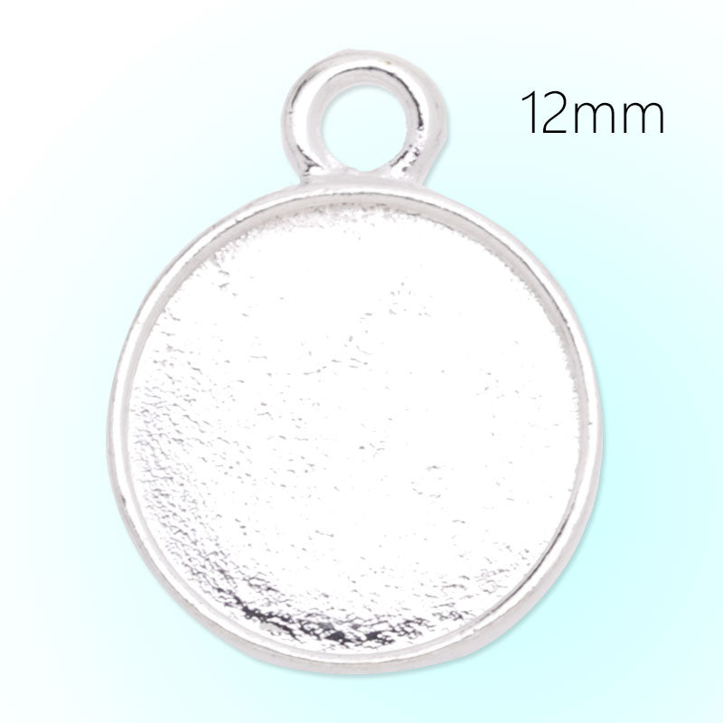 12mm Round Pendant tray,Zinc alloy filled,shine silver plated,20pcs/lot
