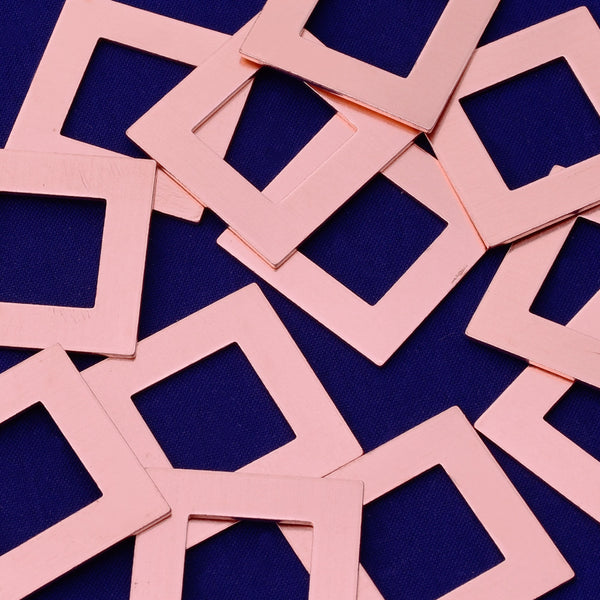 20pcs about 1" tibetara® Copper Square Hole Stamping supplies Metal Blank Fantastic Shine 18 Gauges