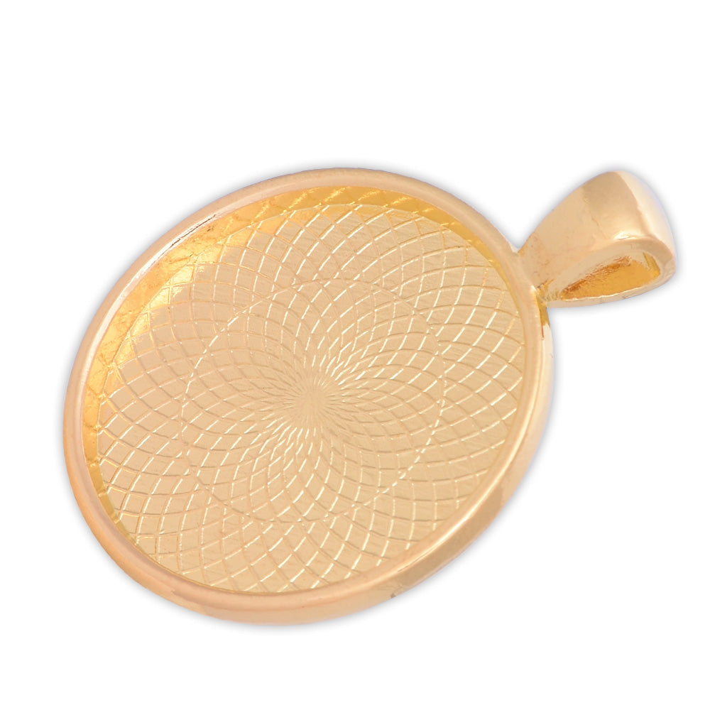20 pieces 18K Gold Round Zinc Alloy Cameo Cabochon Base Setting Pendants,Nickle and Lead free;fit 25mm cabochon