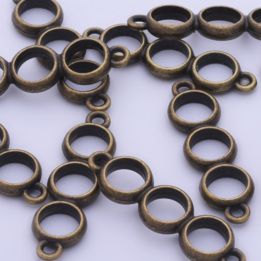 10 Antique bronze Metal Round with round frame 24*8.2*4mm open back pendant  Zinc alloy accessories pendant trays Resin Setting Blanks
